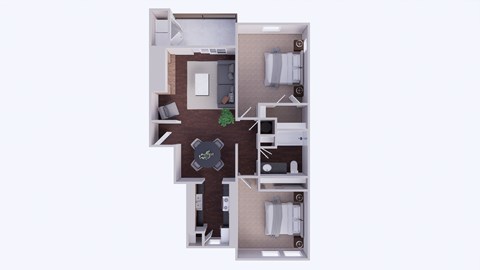 Floor plan for 2 beds, 1 bath, 856 sqft